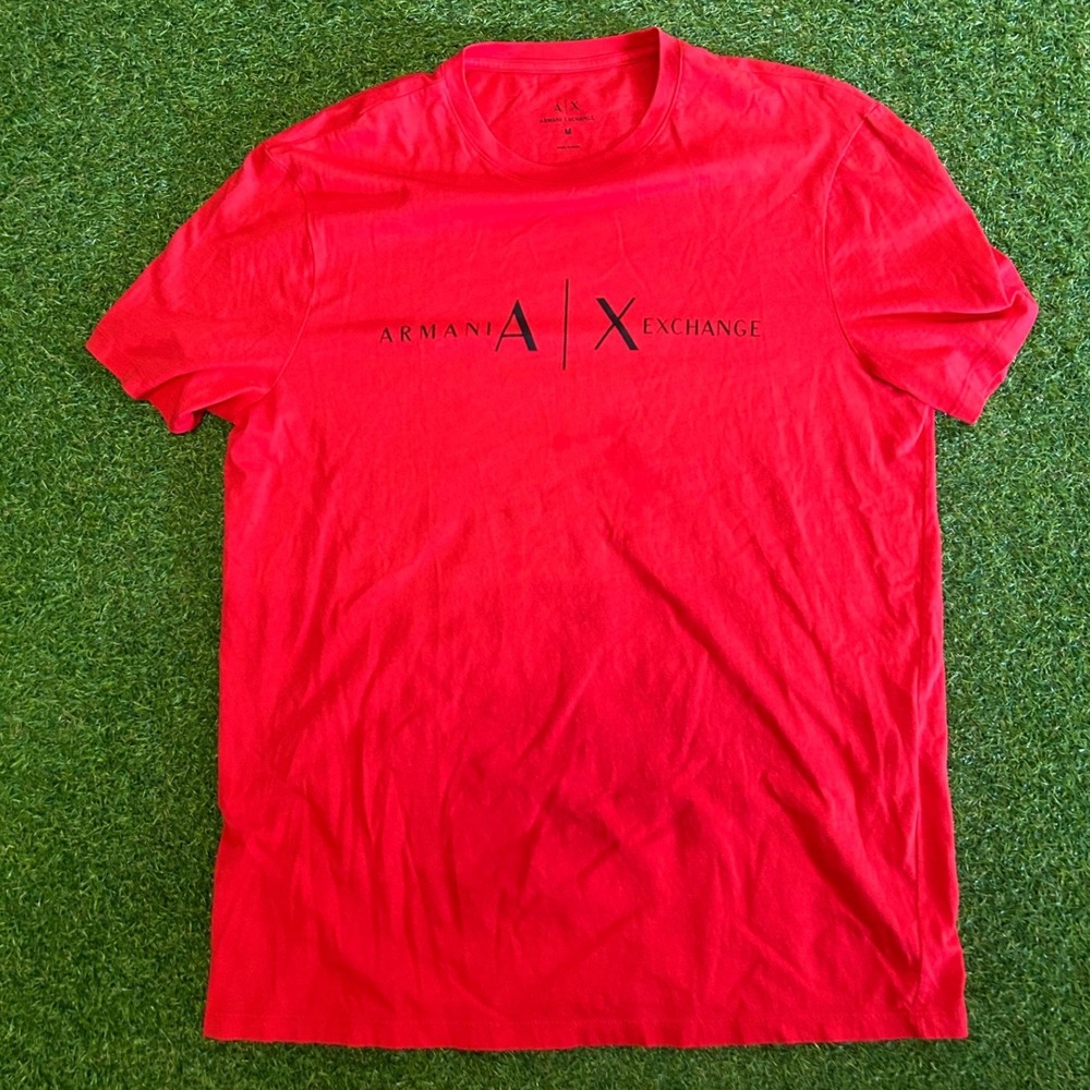 Armani Exchange Mens Red Graphic Logo T-Shirt Size Medium Short Sleeve Tee